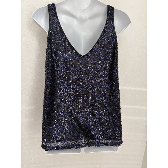 city chic 18w Tank Top Sequin Sparkle Party Thick Strap Blue V Neck Cocktail EUC - Picture 4 of 8